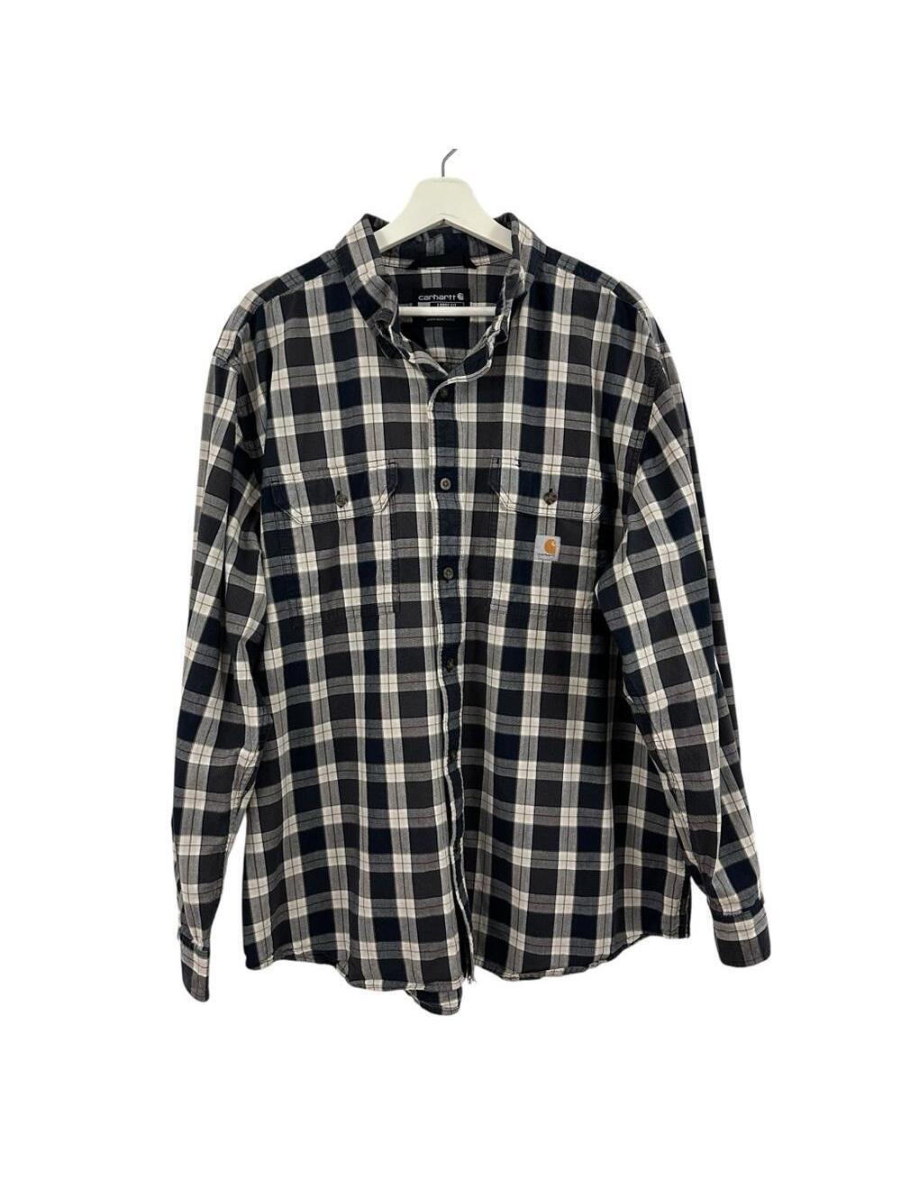 Carhartt Men’s Loose Fit Plaid Blue Button Down Long Sleeve Shirt Size XL
